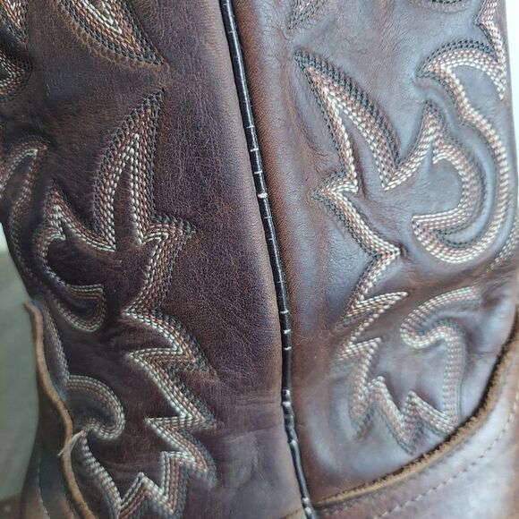 J. Chisholm | Brown Leather Cowboy Boots Shoe 9 D - Picture 9 of 12